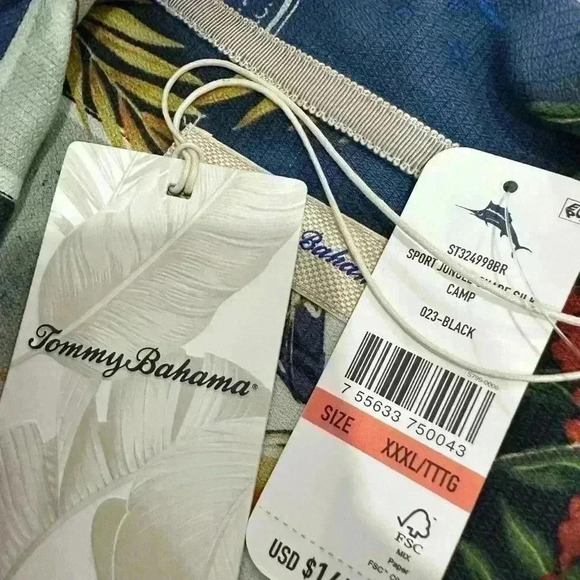 4XB Tommy Bahama sports jungle shade Silk Shirt season greetings button down - Picture 5 of 9